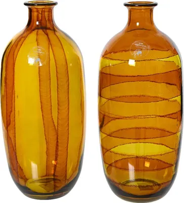 Image de Vase à fleurs en verre recyclé, jaune, 31 cm de haut