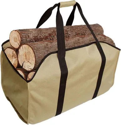 Image de Unyqoos® : Sac pour bois de chauffage – Sac pliable pour bois de chauffage, en polyester, imperméable, avec poignées de transport, couleur kaki, dimensions : 60 cm (L) x 40 cm (H) x 33 pouces (L)