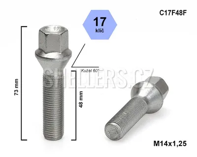 Obrázek produktu pro Kolový šroub M14x1,25x48 kuželový, klíč 17, C17F48F, výška 73 mm
