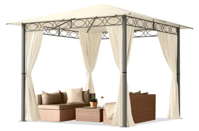 Produktbild von TOOLPORT Gartenpavillon 3x3 m wasserdicht Premium Pavillon mit 4 Seitenteilen Gartenzelt ca. 220g/m² Dachplane in Creme