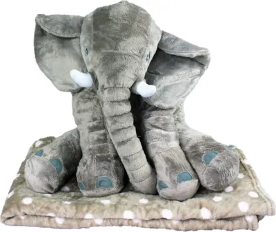 Produktbild von Elefant Grau 45 cm mit Decke 80 cm x 100 cm Kuscheltier mit Kuscheldecke gepunktet