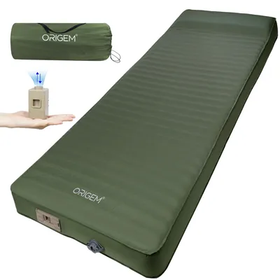 Productafbeelding van Zelfopblazende schuimkampeermat met luchtpomp, 10 cm ultradikke campingmatras