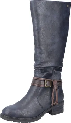 Produktbild von Rieker Damen Stiefel Langschaft Blockabsatz Kordel Schnalle 91694, Größe:41 EU, Farbe:Blau