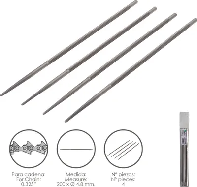 Produktbild von Kettensägenkettenfeilen 200 x Ø 4,8 mm. 0,325" (Packung 4 Stück)