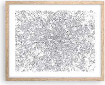 Produktbild von Gerahmtes Poster - Rahmen in heller Eiche - Stadt Karte London - 50x40 cm - Wand Bild - Wanddeko - Wandbilder - Kunstposter - Wandposter - Bilderrahmen - Bilder - Kunstdruck - P2NAA50x40-4680