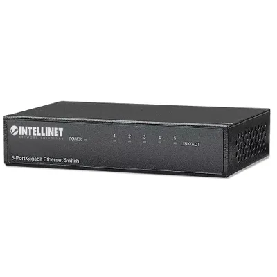 Produktbild von Intellinet 5-Port Gigabit Ethernet Switch, Metall, Desktop, IEEE 802.3az (Energy Efficient Ethernet), Gigabit Ethernet (10/100/1000), Vollduplex