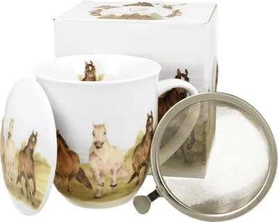 Immagine prodotto di DUO | tazza da caffè - tazza da tè con colino - 400 ml - uccelli - porcellana - tazza - confezione regalo