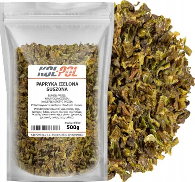 Zdjęcie produktu dla PAPRYKA ZIELONA PŁATKI 500g Suszona aromatyczna naturalna jakość Kol-Pol
