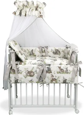 Produktbild von Baby-Delux Baby Beistellbett 90x40 weiß inkl. Matratze Bettwäsche komplett Set Design Tierwald