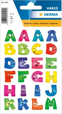 Produktbild von HERMA Buchstaben Sticker A-Z Papier lustige Gesichter 2 Blatt à 24 Sticker