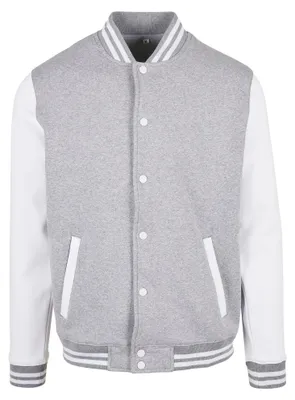 Produktbild von Build Your Brand - "Basic" Varsity-Jacke (US-College-Stil) für Herren LT4827 (M) (Grau meliert/Weiß)
