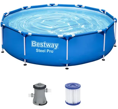 Immagine prodotto di Bestway 56679 Set piscina con telaio Pro™ in acciaio, rotondo, con pompa filtro 305x76 cm