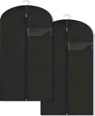 Obrázek produktu pro 2 balení pytlů na oděvy s vakem na boty, 120 x 60 cm, černé pytle na oděvy se zipem, pytle na obleky odolné proti molům, dlouhé pytle na oděvy pro skladování, pytle na šaty a košile