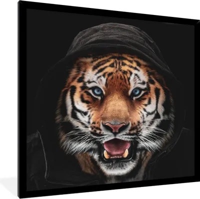 Produktbild von MuchoWow® MuchoWow® Gerahmtes Poster Tiger - Kleidung - Blau 40x40 cm - Poster mit zchwarzem Bilderrahmen - Mit Rahmen - Wanddekoration Schlafzimmer