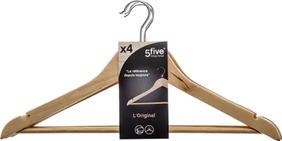 Produktbild von 5five Simply Smart Kleiderbügel Set Naturbraun Holz 44 x 23 cm (4 Stück)
