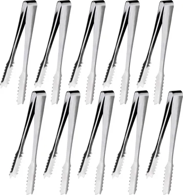 Produktbild von 10 Stück Eiszange, 15,2cm Zuckerzange, Küchenzange, Eiszange Set, Servierzange, Süßigkeiten Zange, Candybar Zubehör Set, für Hochzeit