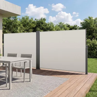 Image de Store latéral VEVOR extensible 180 x 600 cm, store latéral en tissu polyester 180 g/m², store mural, protection contre le vent, protection solaire, brise-vue, séparateur d'espace pour jardin, balcon, piscine, terrasse, beige