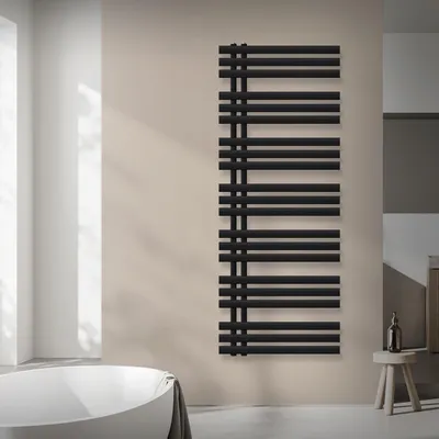 Obrázek produktu pro LuxeBath Design koupelnový radiátor Iron EM 600 x 1600 mm, matná černá, designový radiátor, panelový radiátor, plochý radiátor, radiátor bez topného tělesa