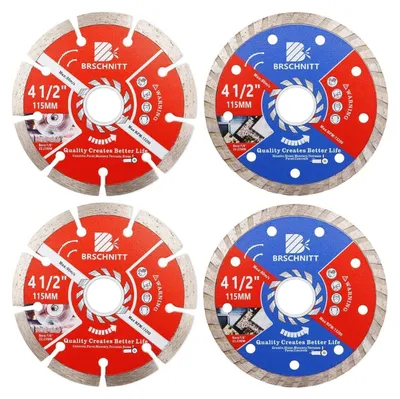 Obrázok produktu pre Diamantové rezné kotúče, 4 kusy, 115 mm, určené na rezanie keramiky, granitu, mramoru a betónu