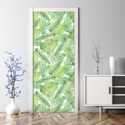 Produktbild von Dekorative Türtapete selbstklebend Türposter Tapete Türaufkleber Tropische Blätter 85 x 200 cm