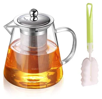 Obrázek produktu pro Skleněná konvice na čaj se sítkem, objem 750 ml, vyrobená z borosilikátového skla