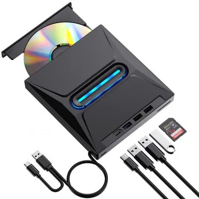 Immagine prodotto di Lettore/masterizzatore Blu-ray esterno USB 3.0 di tipo C - 5-in-1, con lettore di schede - Design compatto