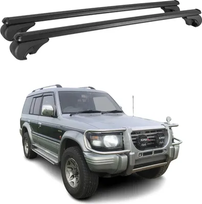 Image de Barres de toit Transversales pour Mitsubishi Pajero 1990-2000 Aluminium Noir