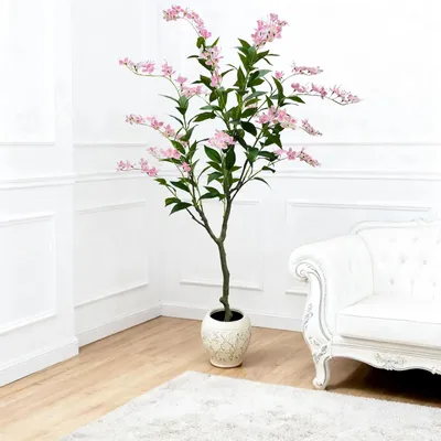 Produktbild von Künstlicher Jasminbaum - Dekorativer Blütenbaum - Weiße Seidenblüten - 180 cm Hoch - Im Topf - Für Innenräume