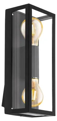 Immagine prodotto di Applique Esterno Contemporanea Alamonte 1 Acciaio Nero 2 Luci E27