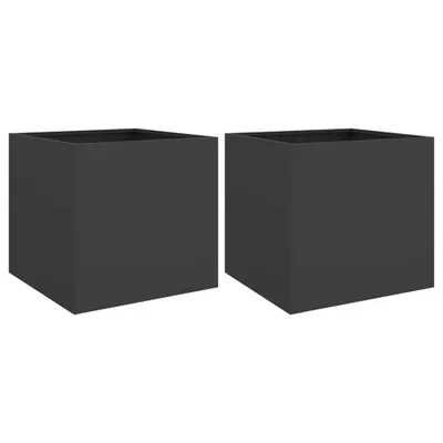 Produktbild von vidaXL Pflanzkübel 2 Stk. Schwarz 42x40x39 cm Stahl
