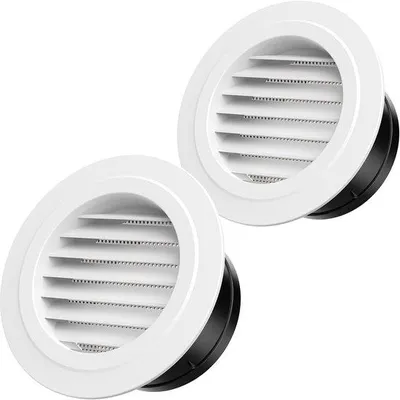 Obrázek produktu pro Sada 2 kusů kulatých větracích mřížek s ochranou proti hmyzu, 100 mm, větrací mřížky do garáže, koupelny, kuchyně, kanceláře, místnosti