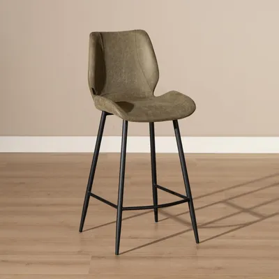 Produktbild von Bronx71 Barhocker Leder Barrel olivgrün 69 cm