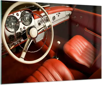 Produktbild von Bilder auf glas - Auto Innenraum Klassisch - 100x70cm - Glasbilder - Wandbilder - Kunstdruck - zum Aufhängen bereit - Wanddekoration aus Glas - Glas Bilder - Wandbild auf Glas - GAA100x70-0149