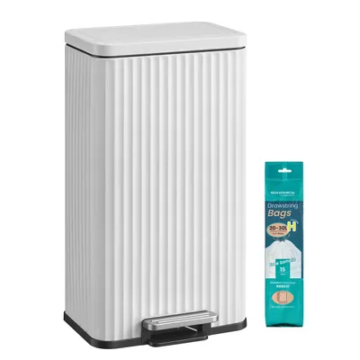 Produktbild von SONGMICS Mülleimer Küche, Abfallbehälter mit Deckel und Pedal, Softclose, Herausnehmbarer Inneneimer, 30 L, Weiß