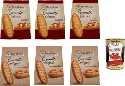 Produktbild von Testpaket Mulino Bianco granetti ed integrali 6x 280g Vollkorn Crostini snack + Italian Gourmet polpa 400g
