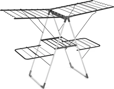 Image de Séchoir à linge pliable à 2 niveaux avec ailes réglables