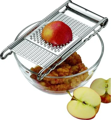 Produktbild von Famanu Gourmet-Gemüsehobel 12 x 18 cm, Edelstahl mit 4 Aufsätzen und Kunststoffspatel 31 cm