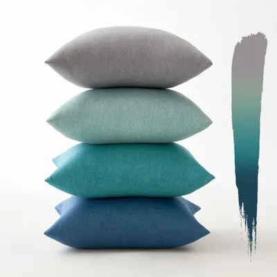 Produktbild von Set mit 4 wasserdichten Kissenbezügen in Leinenoptik, für Garten, Sofa, Sessel, Wohnzimmer, Schlafzimmer, 50 x 50 cm, blau