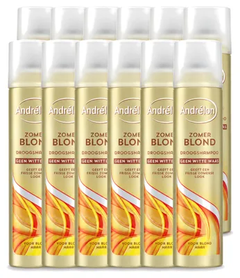 Zdjęcie produktu dla 12 sztuk suchego szamponu Andrélon Zomerblond do włosów blond - 245 ml - zestaw ekonomiczny
