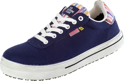 A single blue sneaker is shown against a white background.