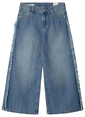 Productafbeelding van Pepe Jeans meisjesbroek, wijde pijpen, model Lexy, met franjes, blauw (denim), maat 6 jaar