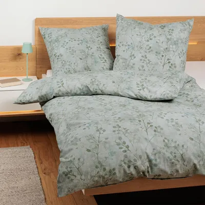 Produktbild von Janine Soft-Baumwolle Bettwäsche Cortina 71003 salbeigrün 155x220 cm + 80x80 cm