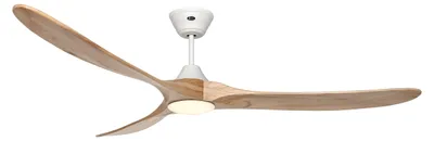 Zdjęcie produktu dla Energooszczędny wentylator sufitowy z oświetleniem LED i pilotem Eco Genuino-L biały mat / naturalne drewno 180 cm