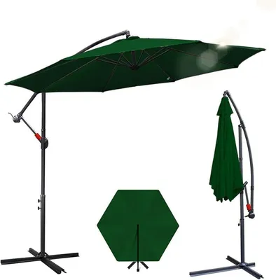Produktbild von Ampelschirm mit/ohne LED Solar Sonnenschirm ? 300/350 cm mit Kurbel| Ampelschirm mit Ständer | Gartenschirm Sonnenschutz UV-Schutz | Kurbelschirm Marktschirm wasserdicht