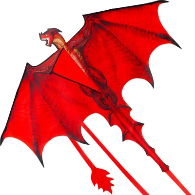 Produktbild von Drachenflieger Lenkdrachen Kinderdrachen - 140 x 117 cm - Rot - Einleiner mit 100 m Schnur - Für Strand und Garten