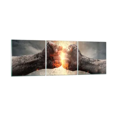 Produktbild von Bilder auf glas - Symbol faust kampf - 150x50cm - Glasbilder - Wandbilder - Kunstdruck - zum Aufhängen bereit - Wanddekoration aus Glas - Glas Bilder - Wandbild auf Glas - 3 Teile - GCA150x50-2968