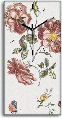 Produktbild von Leinwand Uhr Küche Wohnzimmer Bild 30x60 Gemälde Blumen Pflanzen Schmetterling - schwarze Hände