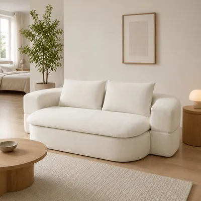 Produktbild von Faltbares Sofa Bett 2-in-1, Futon Schlafsofa mit 2 Kissen und Decke, Bodensofa ohne Montage