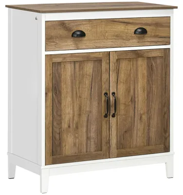 Immagine prodotto di Mobile Multiuso 1 Cassetto 2 Ante 78,5x39x89,4 cm in Truciolato Bianco e Legno