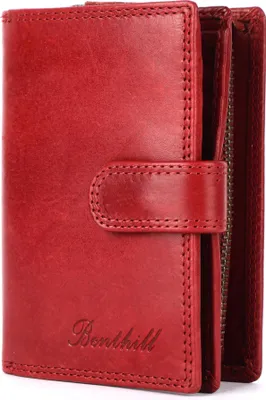 Produktbild von Benthill Damen Portemonnaie Leder | Echtleder Damen-Geldbörse mit RFID Schutz | Frauen Portmonee Mittelgroß | Vintage Ledergeldbörse inkl. Geschenkbox